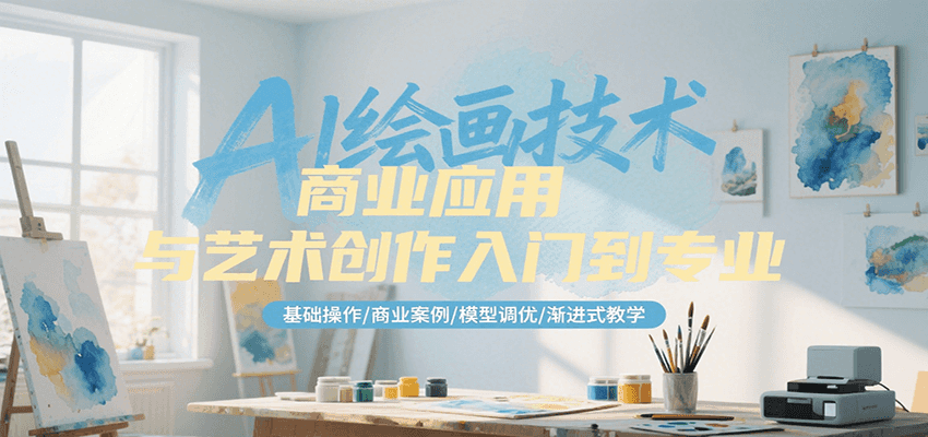 AI绘画技术商业应用与艺术创作入门到专业，基础操作/商业案例/模型调优/渐进式教学-副业资源网