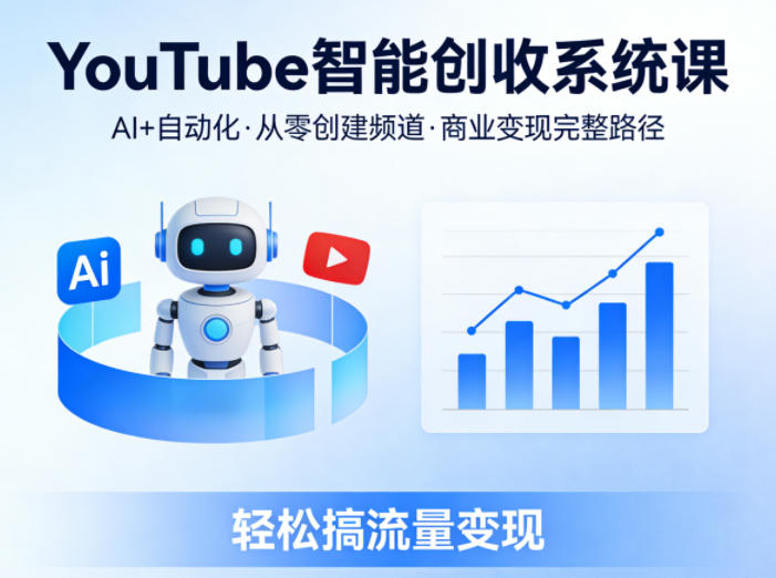 YouTube智能创收系统课，AI+自动化，从零创建YouTube频道并实现商业变现的完整路径，轻松搞流量变现-副业资源网