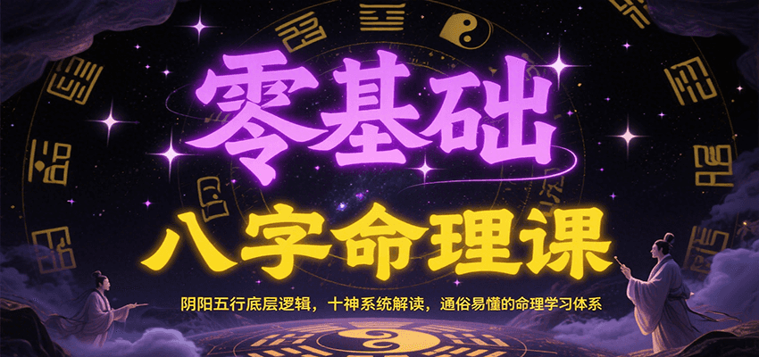 零基础八字命理课：阴阳五行底层逻辑，十神系统解读，通俗易懂的命理学习体系-副业资源网