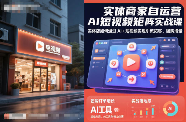 实体商家自运营AI短视频矩阵实战课，实体店如何通过AI+短视频实现引流拓客、团购增量-副业资源网