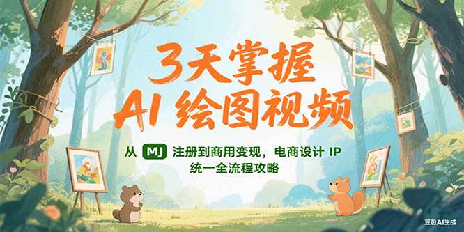 3天掌握AI绘图视频，从MJ 注册到商用变现，电商设计IP统一全流程攻略-副业资源网