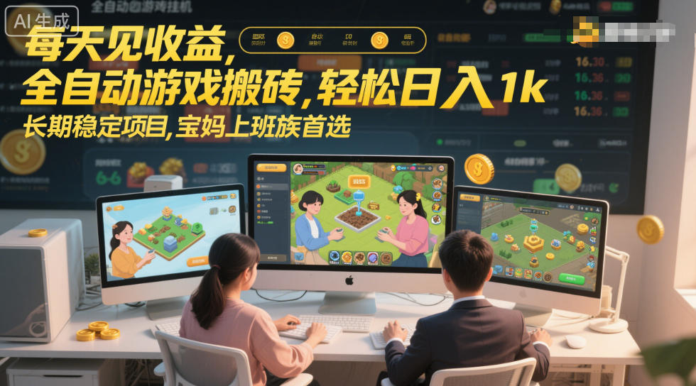 每天见收益，全自动游戏搬砖，轻松日入1k，长期稳定项目，宝妈上班族首选【揭秘】-副业资源网
