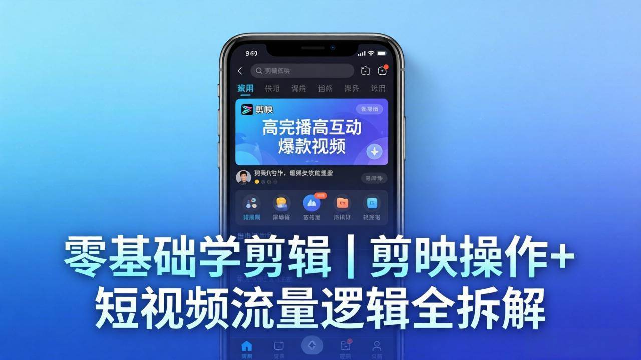 （18117期） 【零基础学剪辑】剪映操作+短视频流量逻辑全拆解｜手把手教你剪出高完播高互动爆款视频-副业资源网