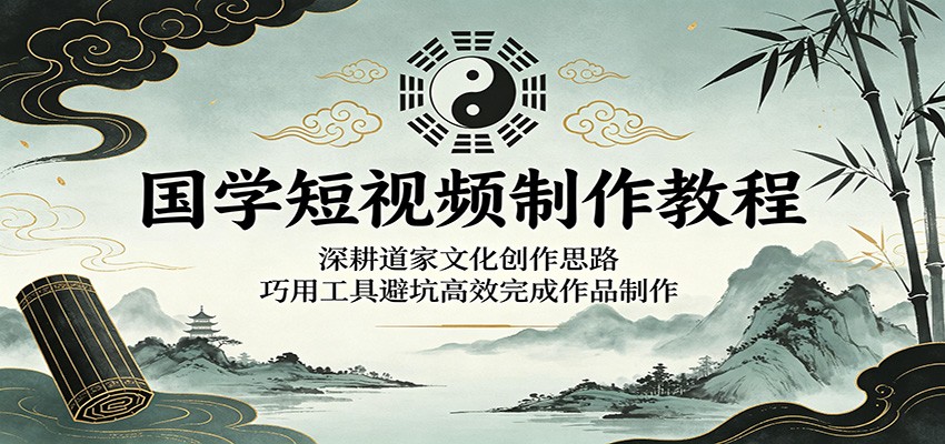 国学短视频制作教程:深耕道家文化创作思路,巧用工具避坑高效完成作品制作-副业资源网