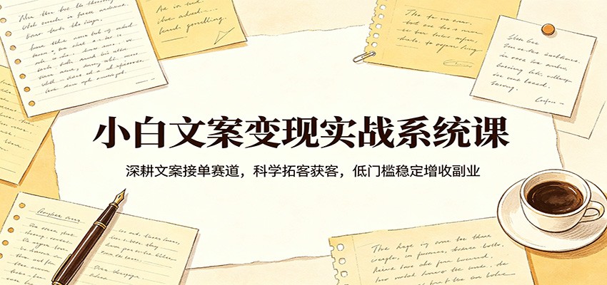 小白文案变现实战系统课：深耕文案接单赛道，科学拓客获客，低门槛稳定增收副业-副业资源网