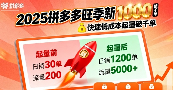 2025拼多多旺季新老店铺——快速低成本起量破千单-副业资源网