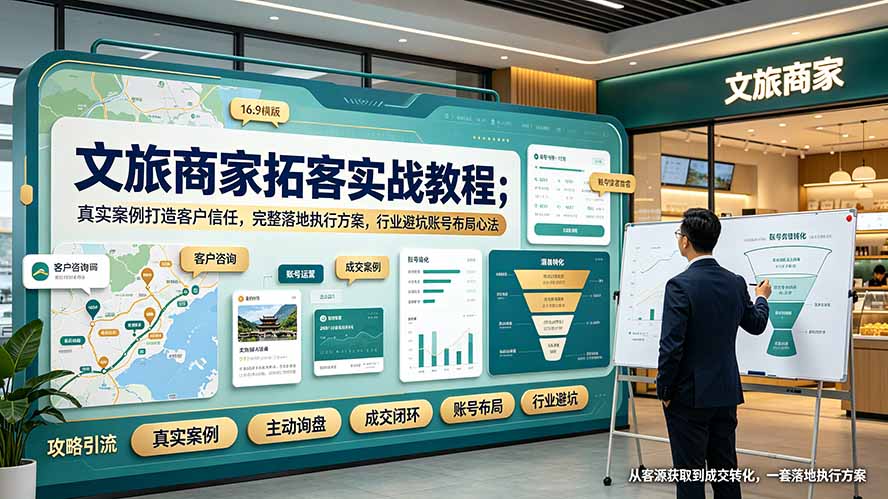文旅商家拓客实战教程;真实案例打造客户信任,完整落地执行方案,行业避坑账号布局心法-副业资源网