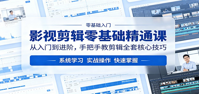 影视剪辑零基础精通课：从入门到进阶，手把手教剪辑全套核心技巧-副业资源网