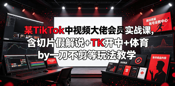 某TikTok中视频大佬会员实战课，含切片假解说+TK开中+体育by一刀不剪等玩法教学-副业资源网