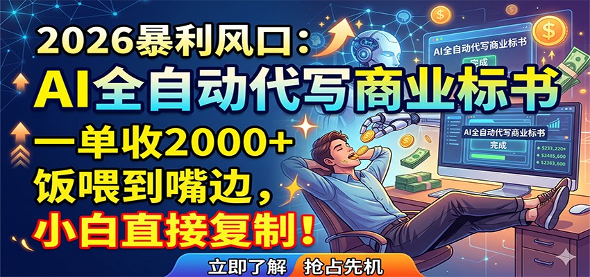 AI全自动代写商业标书，一单收2000+，饭喂到嘴边，小白直接复制-副业资源网