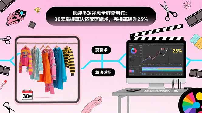 （15655期）服装类短视频全链路制作：30天掌握算法适配剪辑术，完播率提升25%-副业资源网