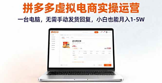 （16138期）拼多多虚拟电商实操运营，一台电脑，无需手动发货回复，小白也能月入1-5W-副业资源网
