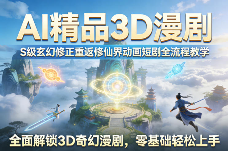 AI精品3D漫剧S级玄幻修正重返修仙界动画短剧全流程教学，全面解锁3D奇幻漫剧，零基础轻松上手-副业资源网