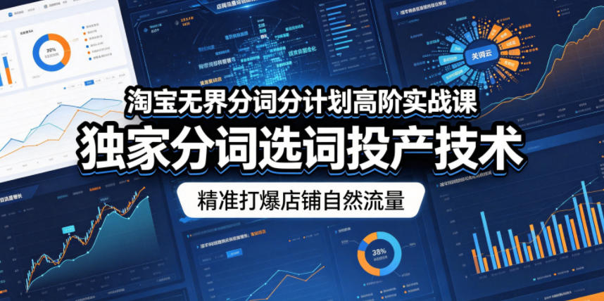 淘宝无界分词分计划高阶实战课,独家分词选词投产技术,精准打爆店铺自然流量-副业资源网