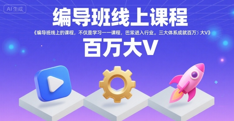 编导班线上课程，不仅是学习一门课程，更是进入一个行业，三大体系成就百万大V-副业资源网
