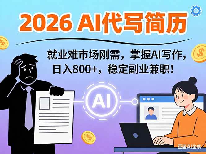 （17119期）AI代写简历，超暴利，用万能模板月入1-3万实战教程，2026年市场刚需！-副业资源网