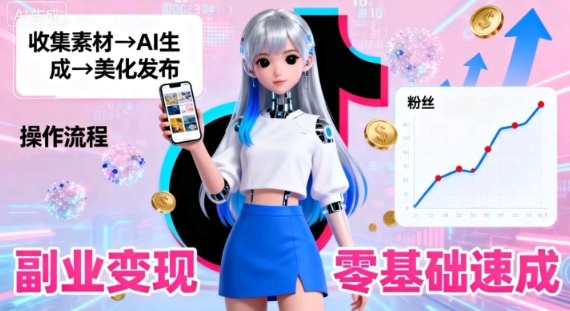 副业拆解:抖音新风口,靠AI美女图日引500粉,无需拍摄、不用真人-副业资源网