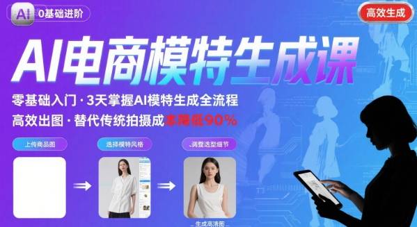 AI模特进阶课程，0基础高效生成逼真电商模特图-副业资源网