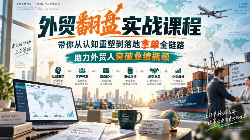 外贸翻盘实战课程，带你从认知重塑到落地拿单全链路，助力外贸人突破业绩瓶颈-副业资源网