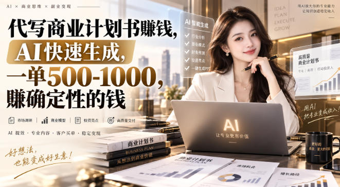 代写商业计划书賺钱，AI快速生成，一单500-1K，賺确定性的钱-副业资源网