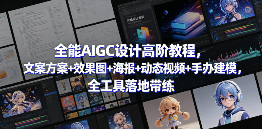 全能AIGC设计高阶教程，文案方案+效果图+海报+动态视频+手办建模，全工具落地带练-副业资源网