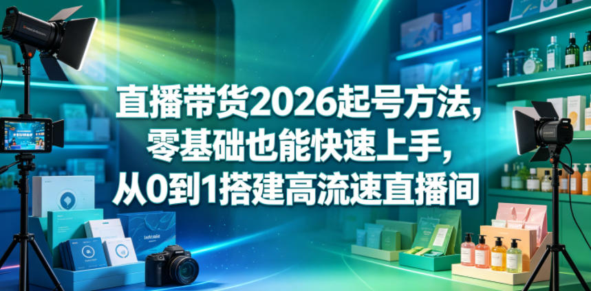 直播带货2026起号方法,零基础也能快速上手,从0到1搭建高流速直播间-副业资源网