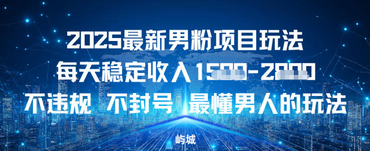 2025最新男粉项目玩法每天稳定收入多张，不违规不封号，最懂男人的玩法之一-副业资源网