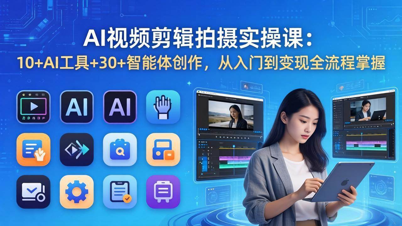 （17818期）AI 视频剪辑拍摄实操课：10+AI工具+30+智能体创作，从入门到变现全流程掌握-副业资源网