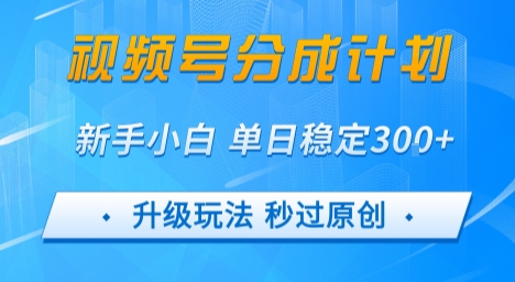 视频号分成计划5.0，升级玩法秒过原创，新手小白单日稳定变现3张-副业资源网