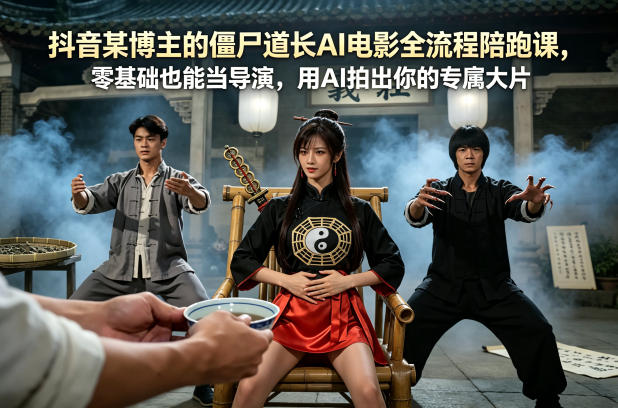 抖音某博主的僵尸道长AI电影全流程陪跑课，零基础也能当导演，用AI拍出你的专属大片-副业资源网