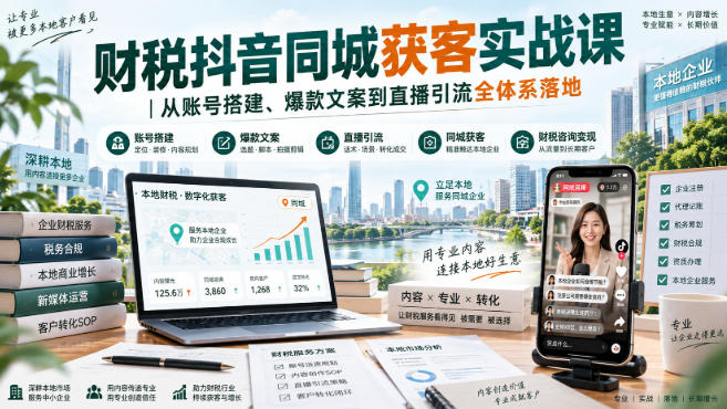 财税抖音同城获客实战课|从账号搭建、爆款文案到直播引流全体系落地 财税抖音同城获客实战课|从账号搭建、爆款文案到直播引流全体系落地