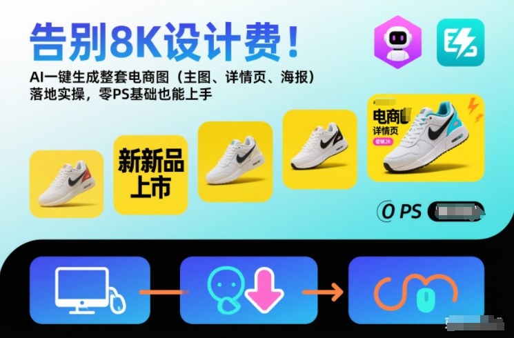 告别8K设计费！AI一键生成整套电商图（主图、详情页、海报）落地实操，零PS基础也能上手-副业资源网