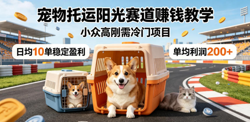宠物托运阳光赛道賺钱教学,小众高刚需冷门项目,日均10单稳定盈利,单均利润200+-副业资源网
