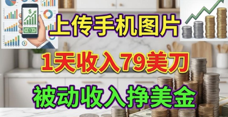 上传手机图片,1天收入79刀,被动收入挣美刀