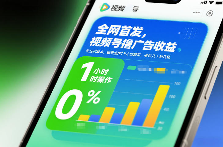 全网首发，视频号撸广告收益，无任何成本，每天操作1个小时即可，收益几十到几张-副业资源网