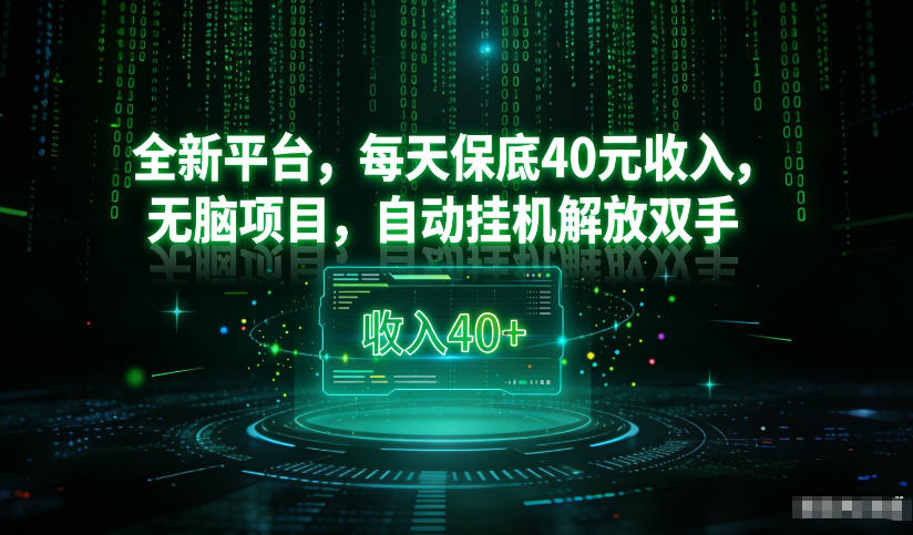最新看广平台，每天保底30-4米，无脑项目，自动挂G解放双手【揭秘】-副业资源网