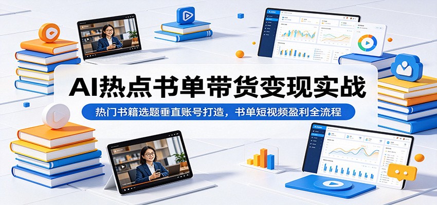 AI热点书单带货变现实战：热门书籍选题垂直账号打造，书单短视频盈利全流程-副业资源网