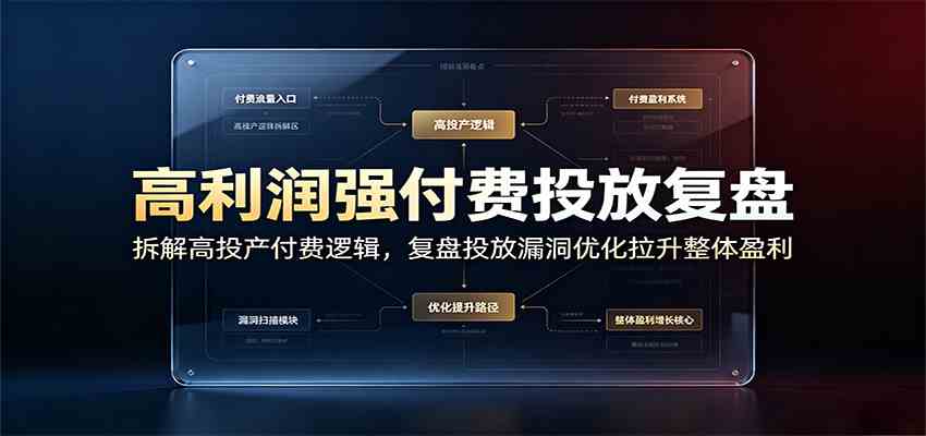 高利润强付费投放复盘：拆解高投产付费逻辑，复盘投放漏洞优化拉升整体盈利-副业资源网