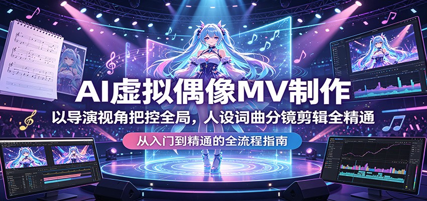 AI虚拟偶像MV制作：以导演视角把控全局，人设词曲分镜剪辑全精通-副业资源网