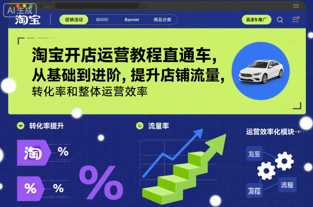 淘宝开店运营教程直通车，从基础到进阶，提升店铺流量，转化率和整体运营效率（更新26年05月27日）-副业资源网