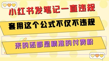 小红书发笔记一直违规，套用这个公式不仅不违规，来的还都是精准的付费粉-副业资源网