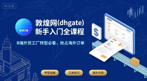 敦煌网(dhgate)新手入门全课程，B端外贸工厂转型必看，抢占海外订单-副业资源网