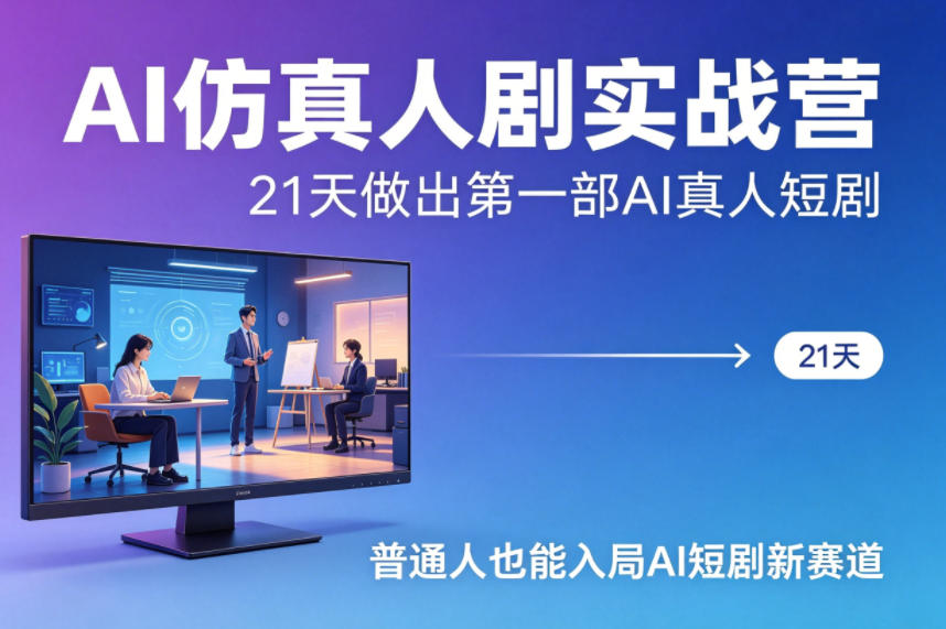AI仿真人剧实战营，21天做出第一部AI真人短剧，普通人也能入局AI短剧新赛道-副业资源网