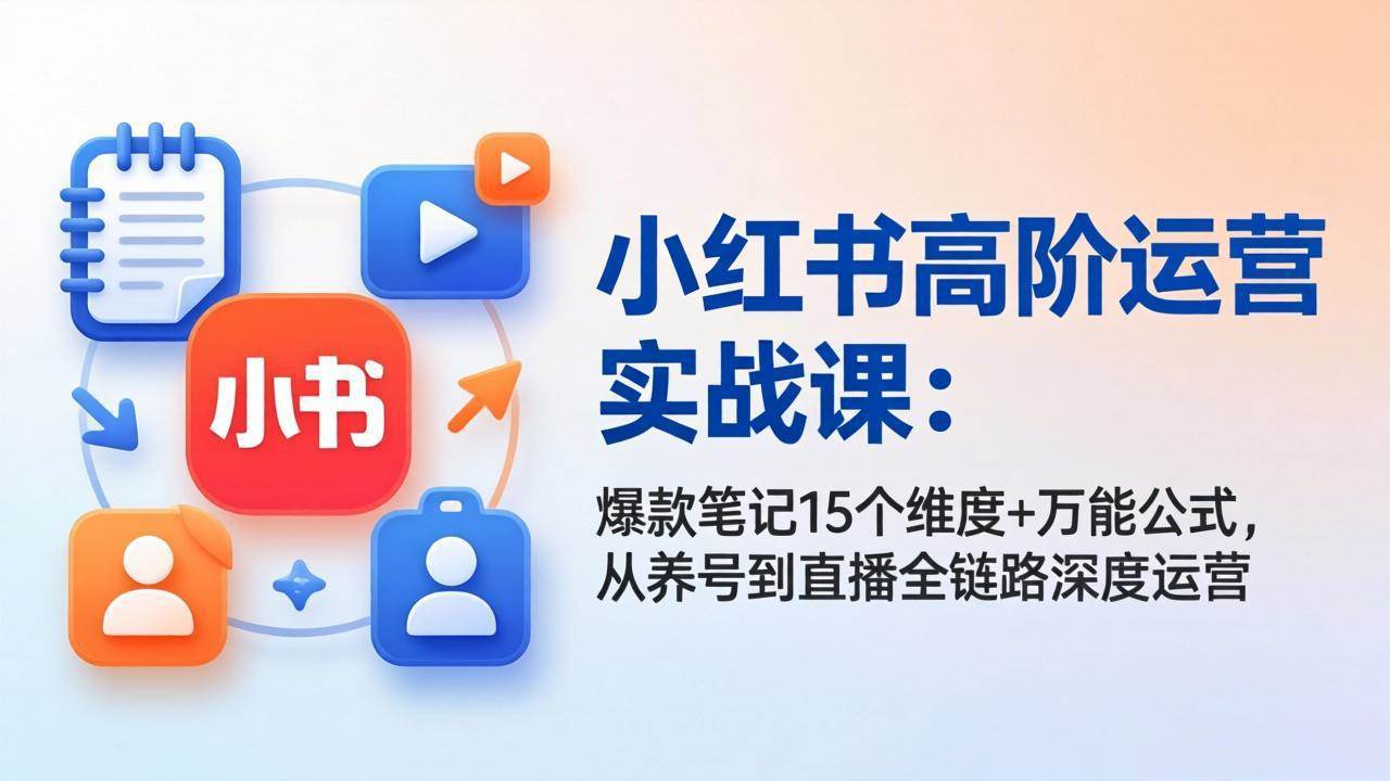 （17844期）小红书高阶运营实战课：爆款笔记15个维度+万能公式，从养号到直播全链路深度运营-副业资源网