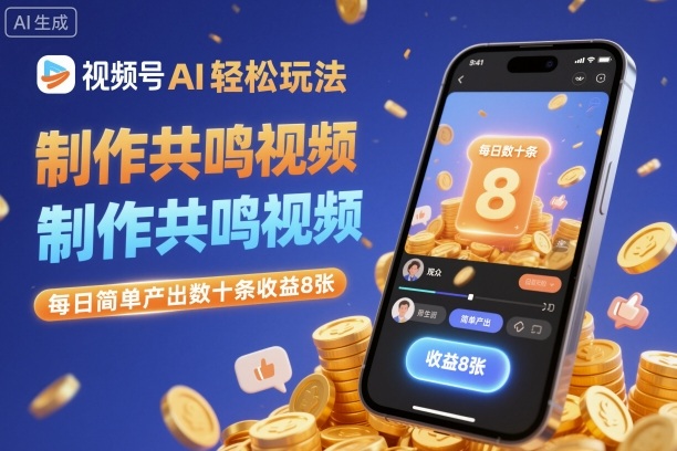 视频号AI轻松玩法，制作共鸣视频，每日简单产出数十条收益8张-副业资源网
