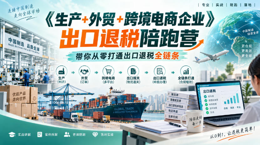 《生产+外贸+跨境电商企业》出口退税陪跑营，带你从零打通出口退税全链条-副业资源网