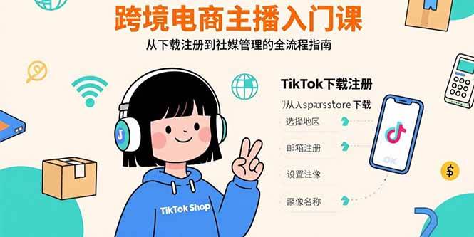 （15708期）跨境电商主播入门课，TikTok下载注册，支付工具配置，社媒账号管理全流程-副业资源网