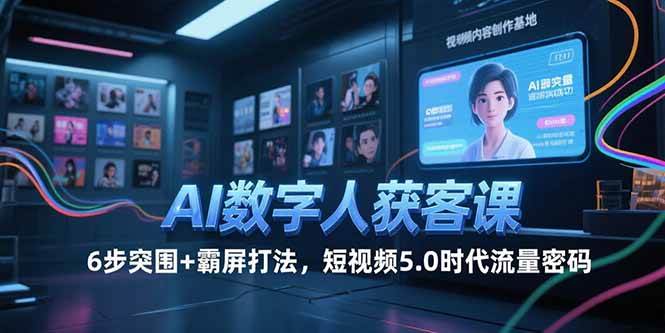 （15247期）AI数字人获客课，6步突围+霸屏打法，短视频5.0时代流量密码-副业资源网