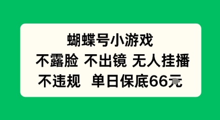 蝴蝶号小游戏，不露脸不出境 无人挂播，不违规 单日保底66米-副业资源网