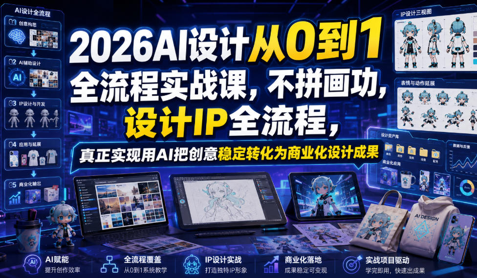 2026AI设计从0到1全流程实战课，不拼画功，设计IP全流程，真正实现用AI把创意稳定转化为商业化设计成果-副业资源网